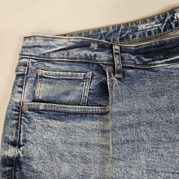 A.N.A Curvy High Rise Distressed Straight Jeans Womens 30W Stretch Denim Blue - Picture 7 of 13